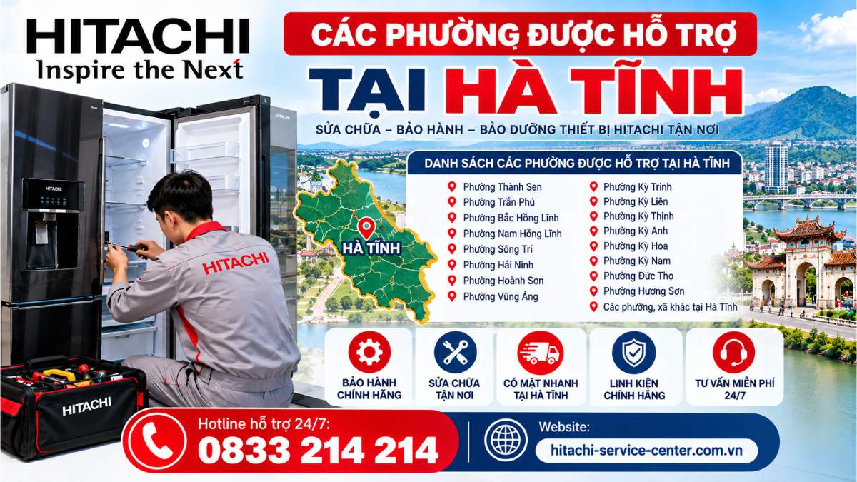 Các phường được hỗ trợ tại Hà Tĩnh Website: https://hitachi-service-center.com.vn