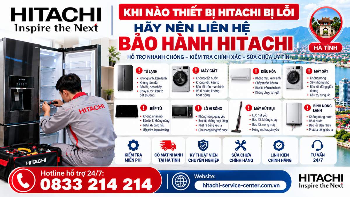 Khi nào thiết bị Hitachi bị lỗi hãy nên liên hệ bảo hành Hitachi https://hitachi-service-center.com.vn