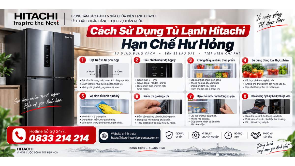 Cách Sử Dụng Tủ Lạnh Hitachi Hạn Chế Hư Hỏng Website chính thức: https://hitachi-service-center.com.vn Hotline hỗ trợ 24/7: 📞 0833 214 214 Uy Tín