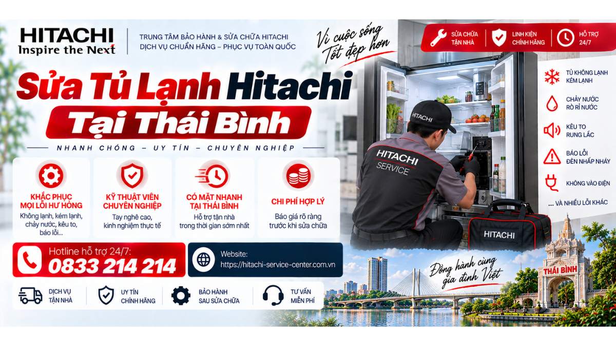 Sửa Tủ Lạnh Hitachi Tại Thái Bình Website: https://hitachi-service-center.com.vn Hotline hỗ trợ 24/7: 📞 0833 214 214 Uy Tín
