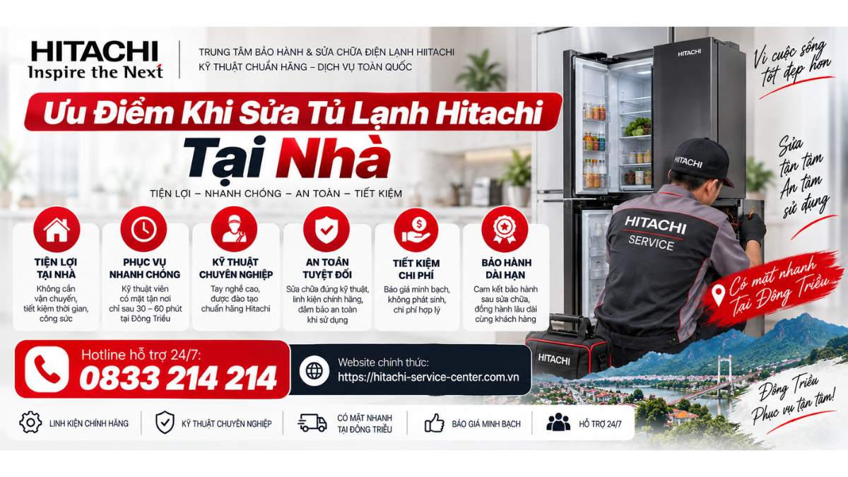 Ưu Điểm Khi Sửa Tủ Lạnh Hitachi Tại Nhà Website chính thức: https://hitachi-service-center.com.vn Hotline hỗ trợ 24/7: 📞 0833 214 214 Uy Tín